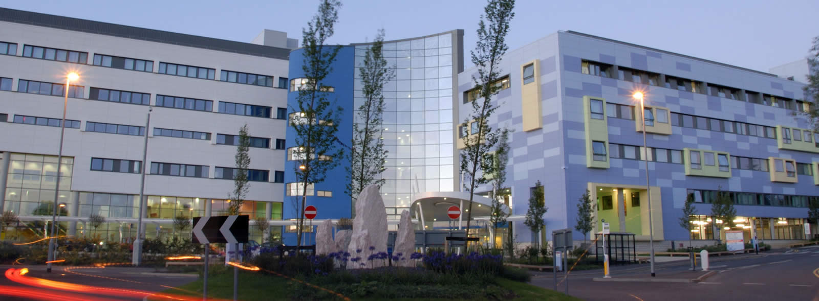 JR West Wing and Children's Hospital at dusk - atmospheric