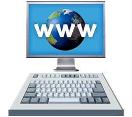 Computer screen displays 'www'